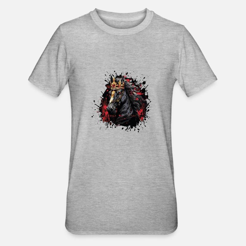 pferd krone - Unisex Polycotton T-Shirt - Grau meliert
