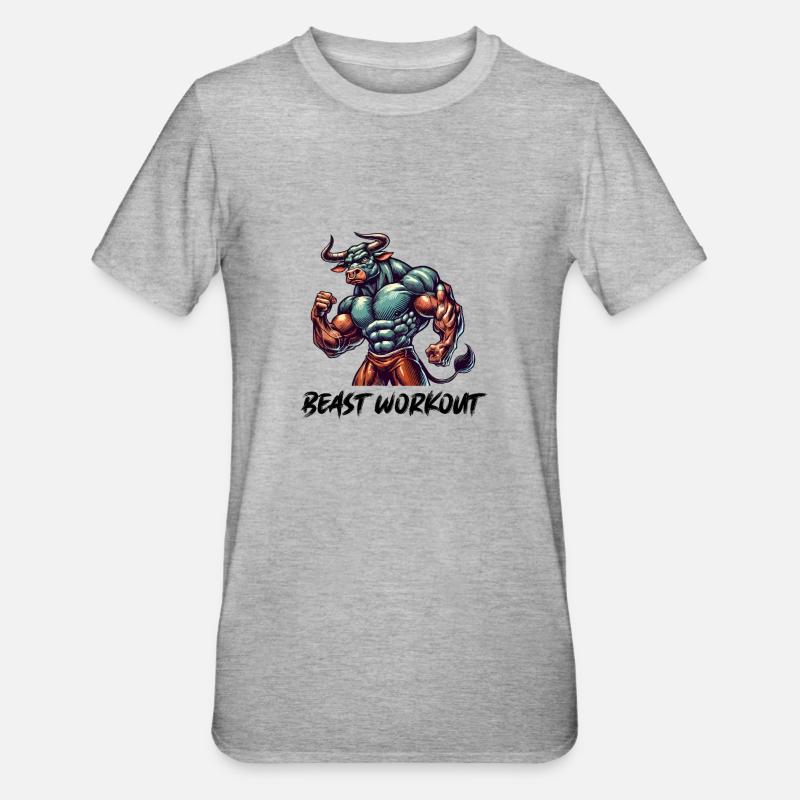 Stier Beast Workout - Unisex Polycotton T-Shirt - Grau meliert