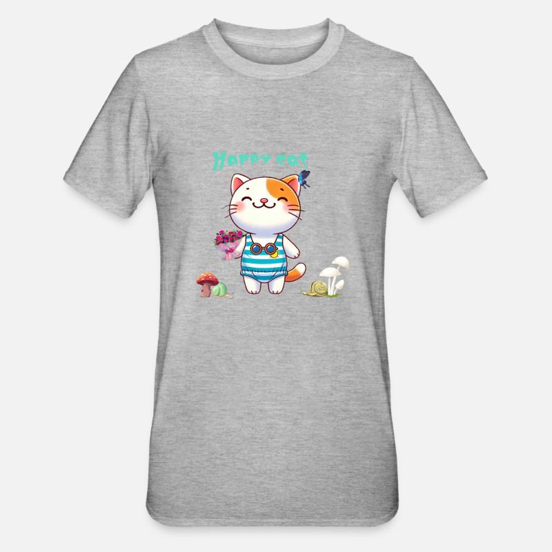 Chat mignon - T-shirt polycoton Unisexe - gris chiné