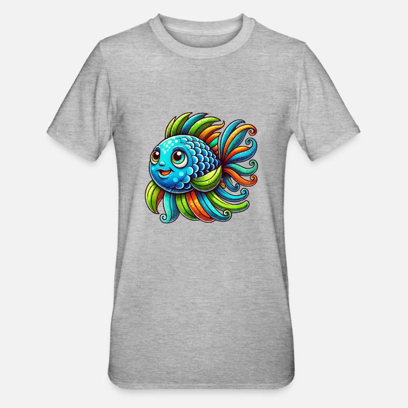 Fish Comic - Unisex Polycotton T-Shirt - heather grey