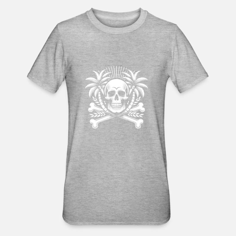 Skull Palm Trees 2 - Unisex Polycotton T-Shirt - heather grey