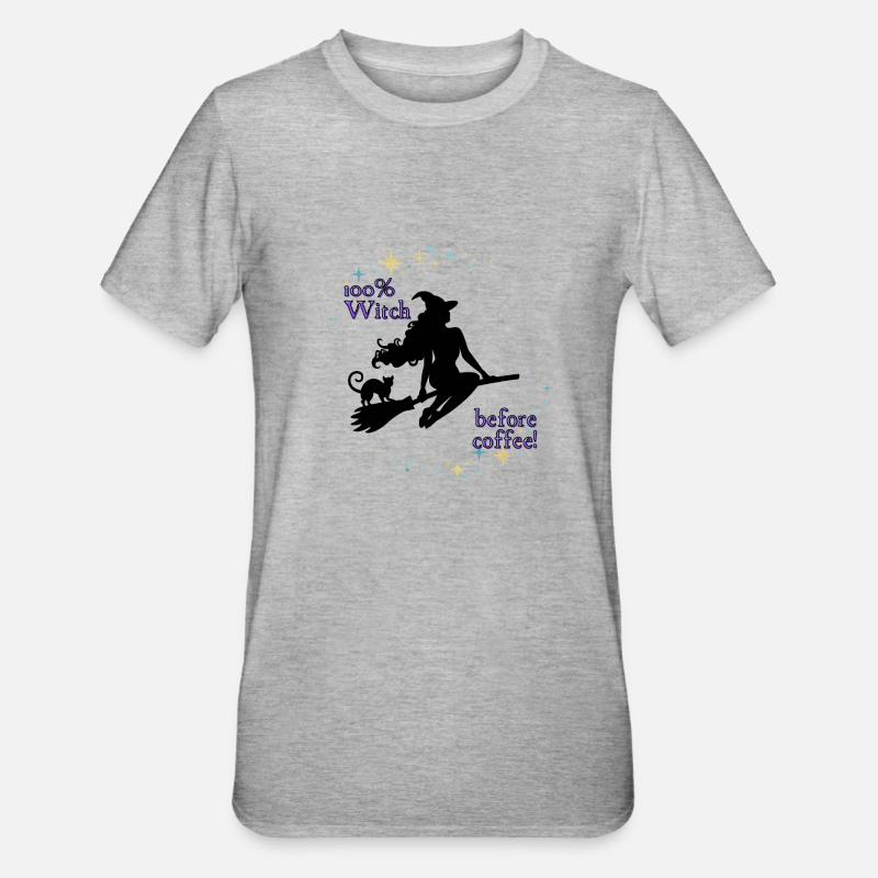 100% Witch before coffee - Unisex Polycotton T-Shirt - heather grey