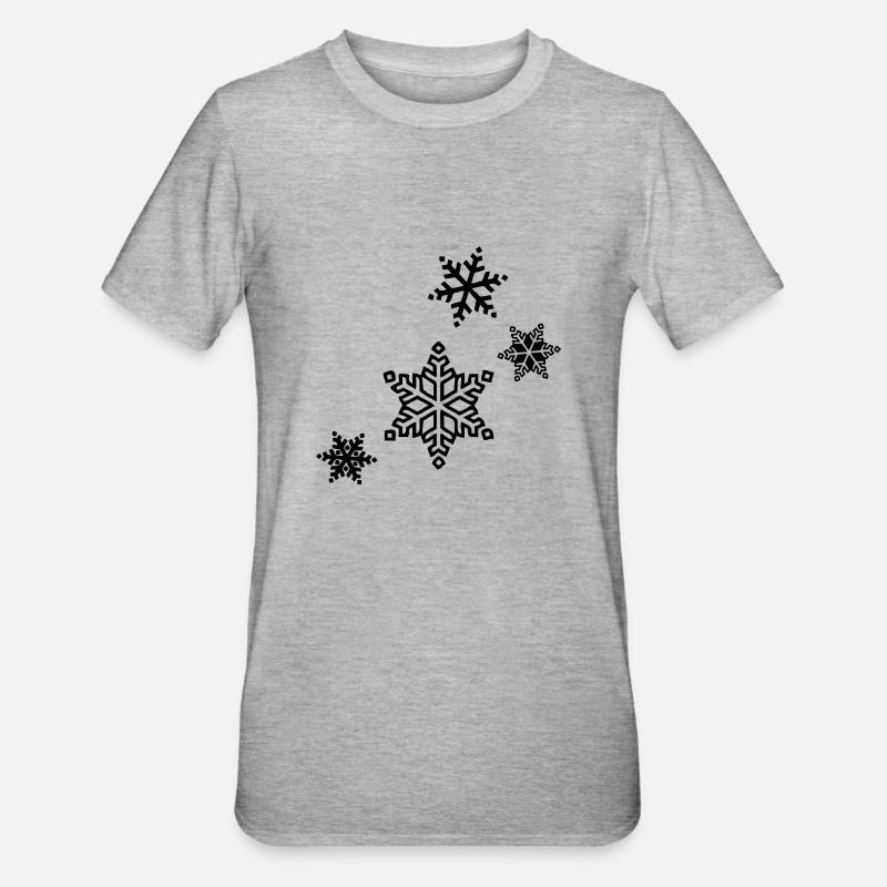 Schneeflocken - Unisex Polycotton T-Shirt - Grau meliert