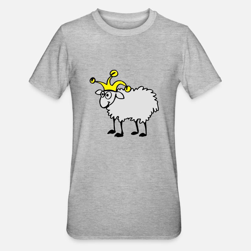 Sheep with dunce cap - Unisex Polycotton T-Shirt - heather grey
