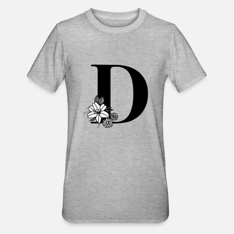 Buchstabe D - Unisex Polycotton T-Shirt - Grau meliert