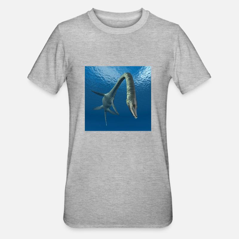 Plesiosaurier Elasmosaurus - Unisex Polycotton T-Shirt - Grau meliert