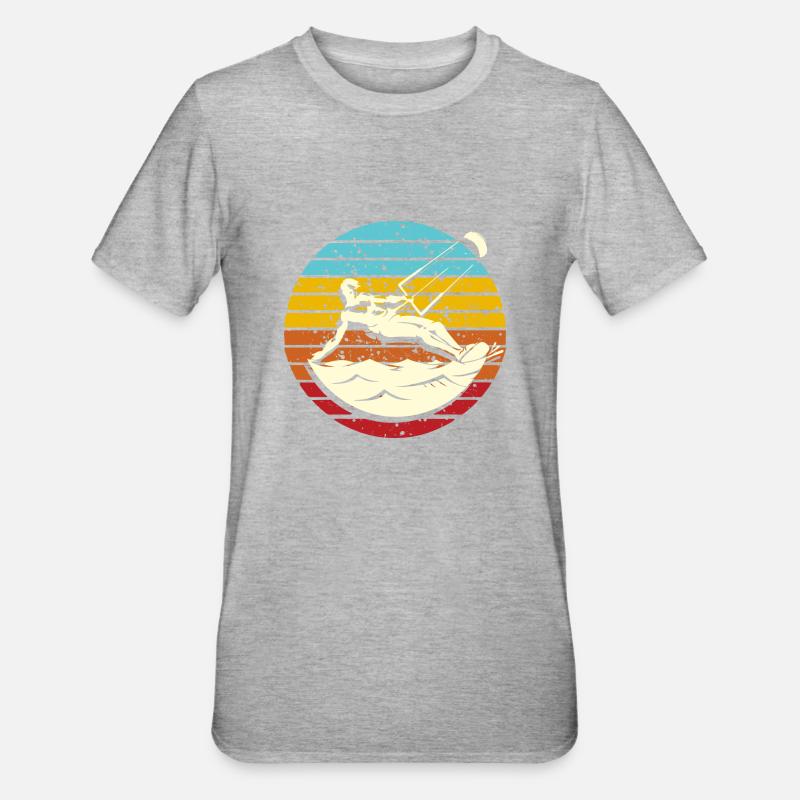 Kitefigur Kitesurfen Kiting - Unisex Polycotton T-Shirt - Grau meliert