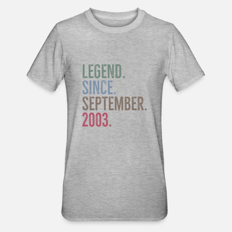 Legend Since September 2003 - Unisex Polycotton T-Shirt - heather grey