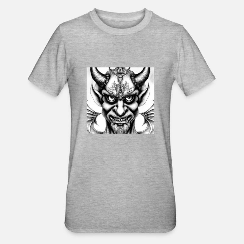 Visage du diable - T-shirt polycoton Unisexe - gris chiné