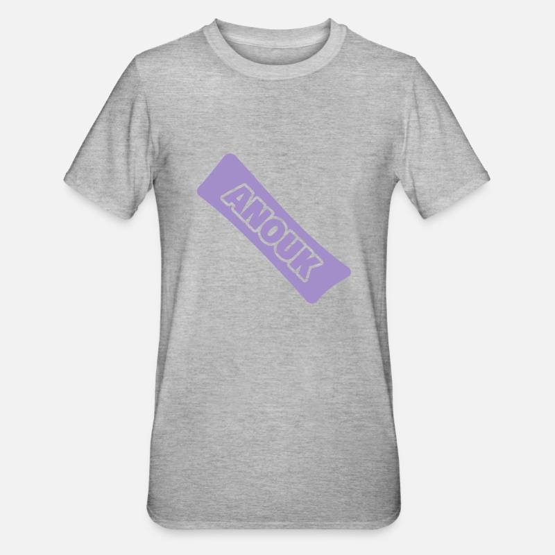 Naissance Nom Prénom Anouk - T-shirt polycoton Unisexe - gris chiné