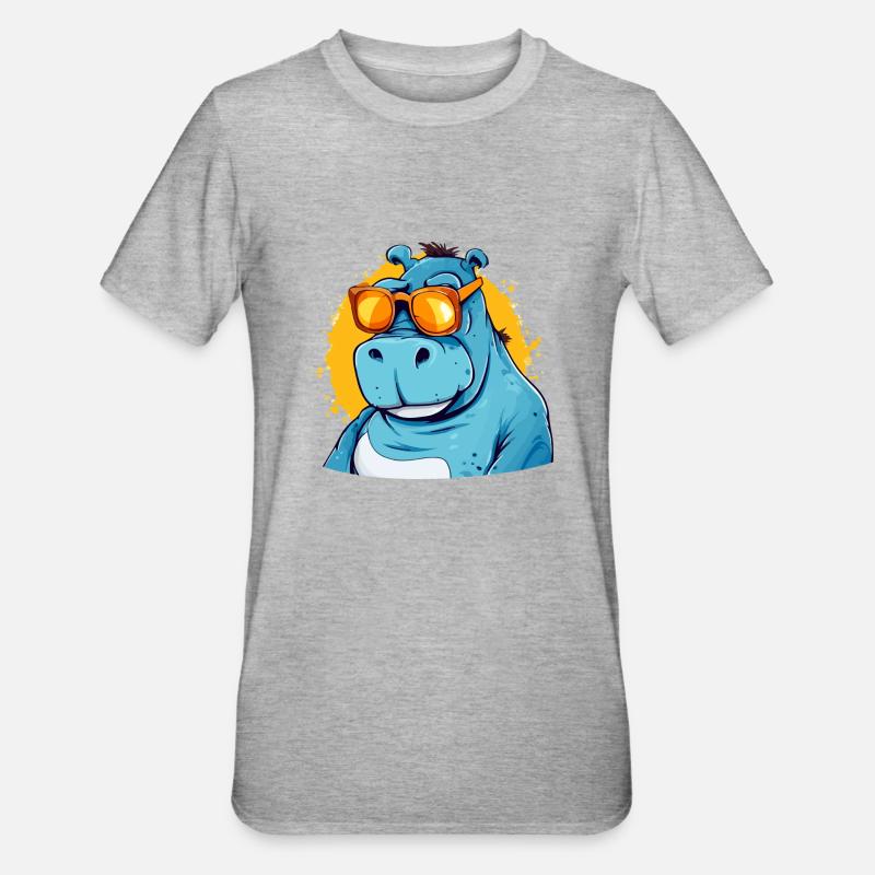 Bob das Nilpferd - Unisex Polycotton T-Shirt - Grau meliert