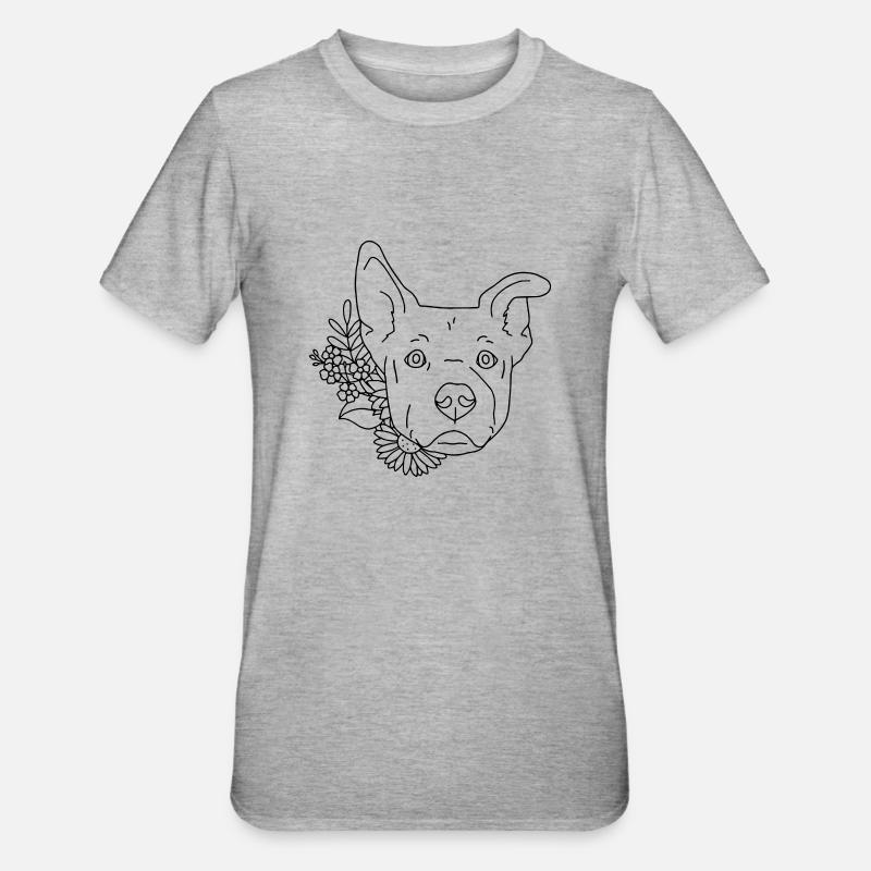 Hund - Unisex Polycotton T-Shirt - Grau meliert