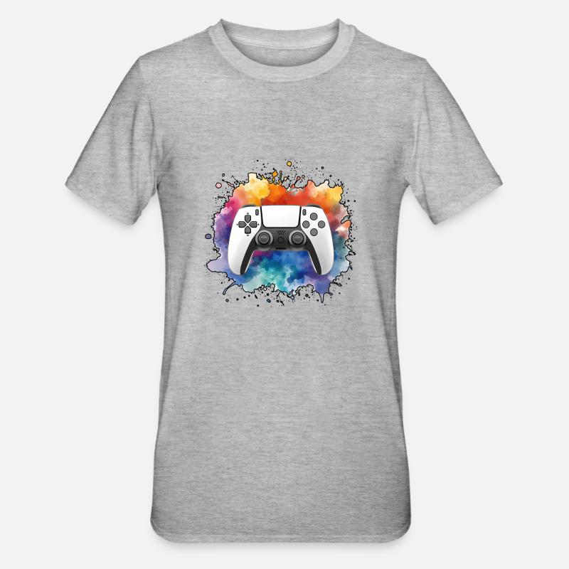 Controller art attack - Mix 02 - Unisex Polycotton T-Shirt - heather grey