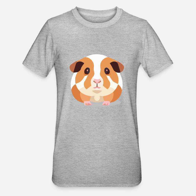 Cochon d’Inde Mignon Marron Blanc - T-shirt polycoton Unisexe - gris chiné