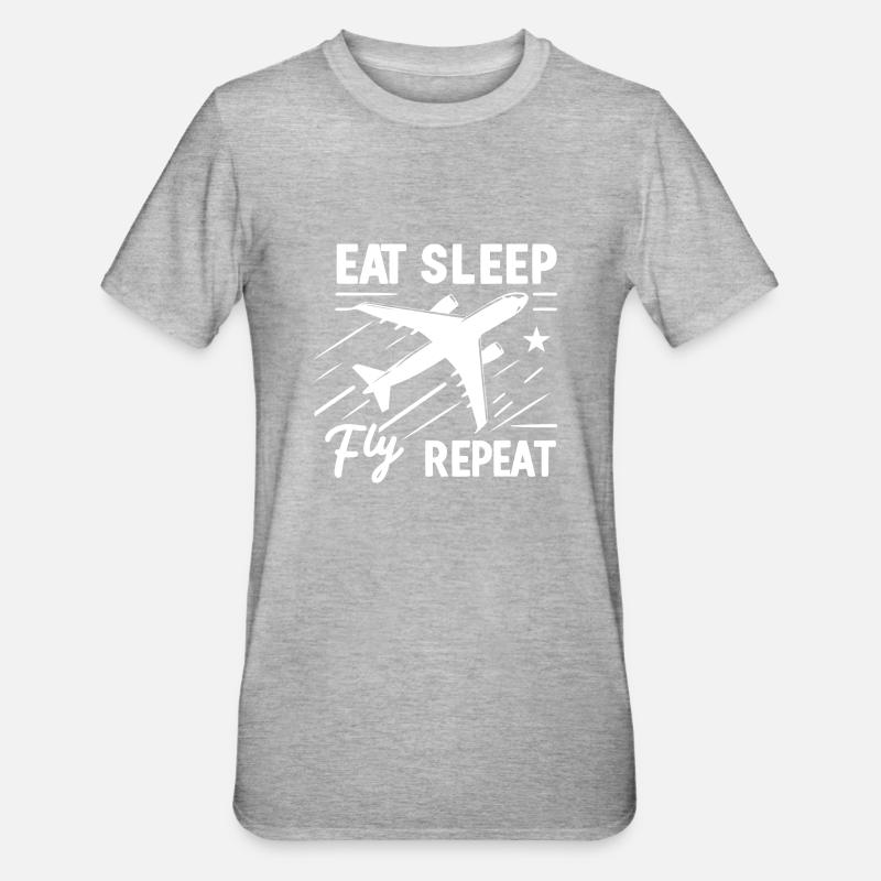 Manger dormir Mouche Répéter - T-shirt polycoton Unisexe - gris chiné