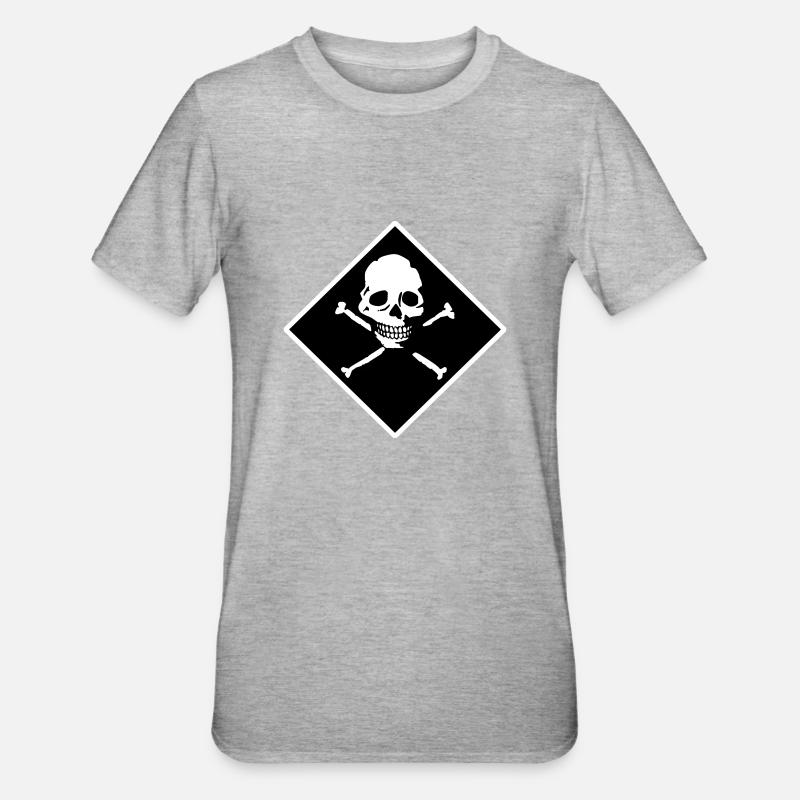 Schädel und Knochen - Unisex Polycotton T-Shirt - Grau meliert