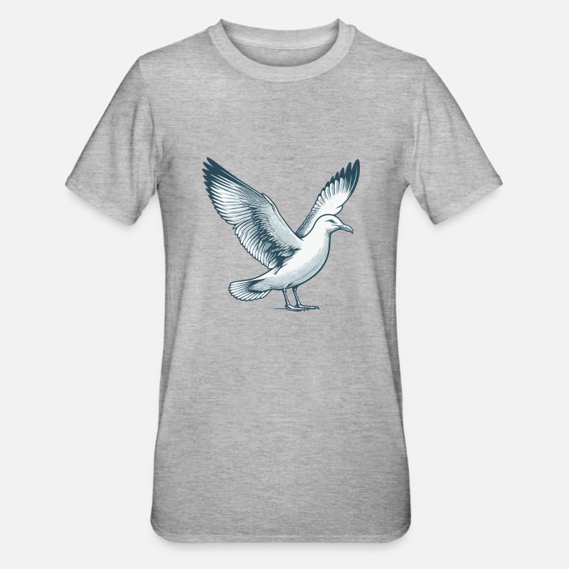 Möwe - Unisex Polycotton T-Shirt - Grau meliert