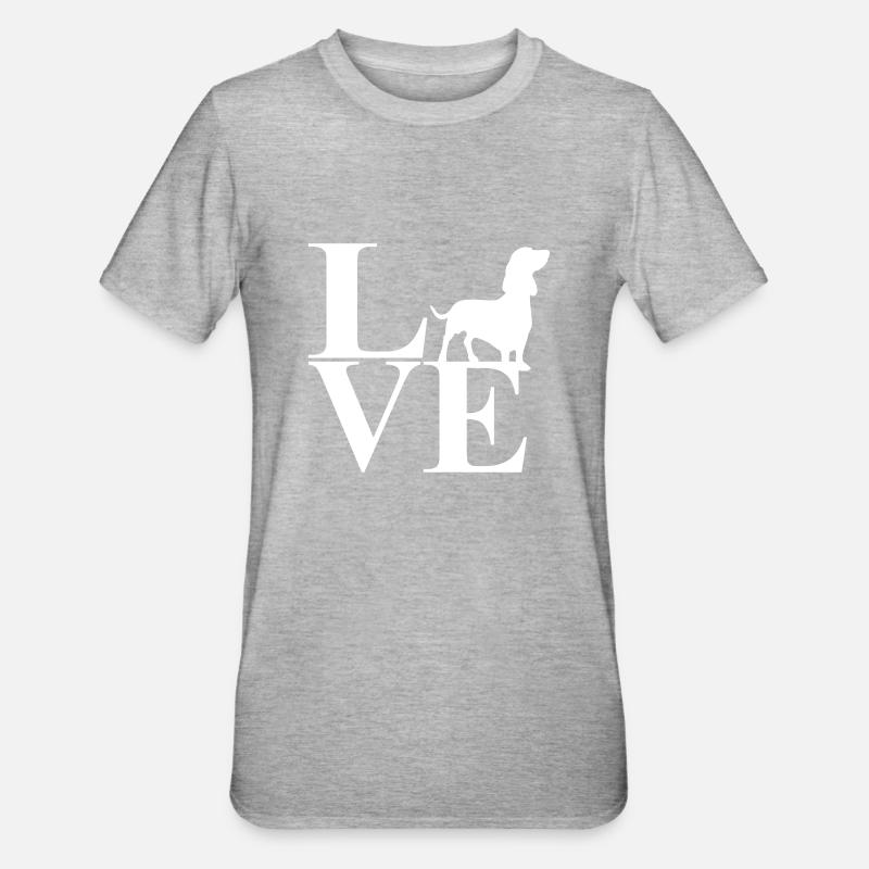 Teckel Dackel Amour - T-shirt polycoton Unisexe - gris chiné