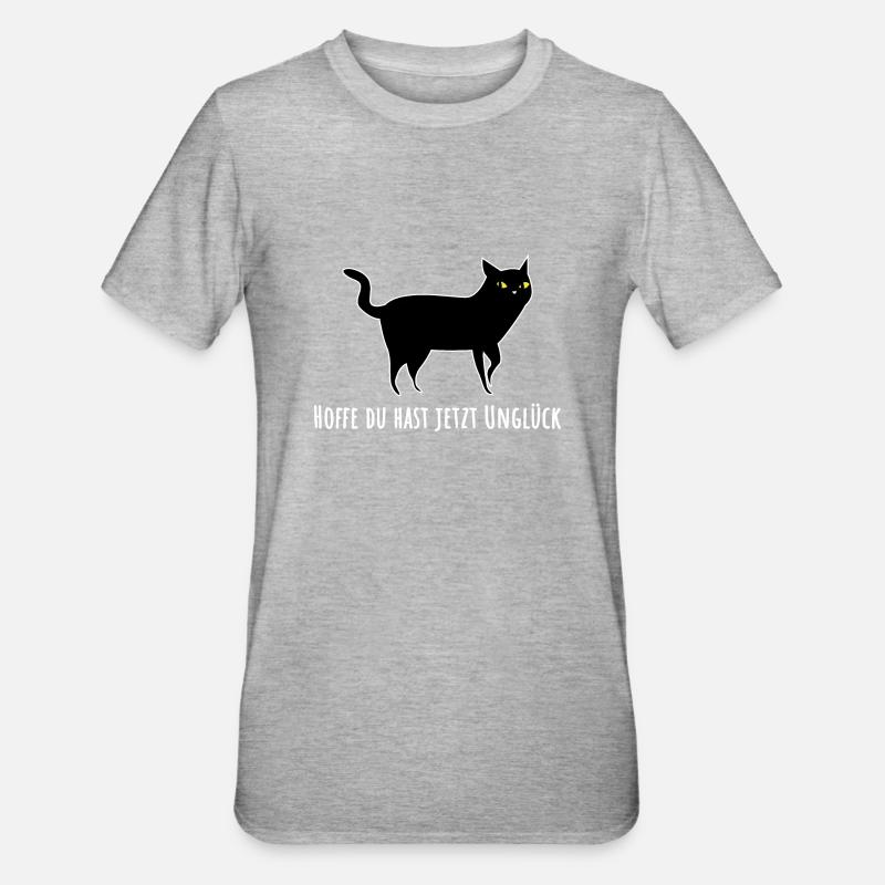 Chat noir avec malchance - T-shirt polycoton Unisexe - gris chiné