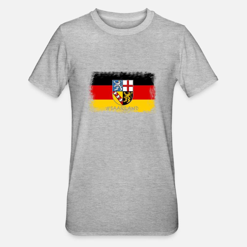 Drapeau de la Sarre - T-shirt polycoton Unisexe - gris chiné