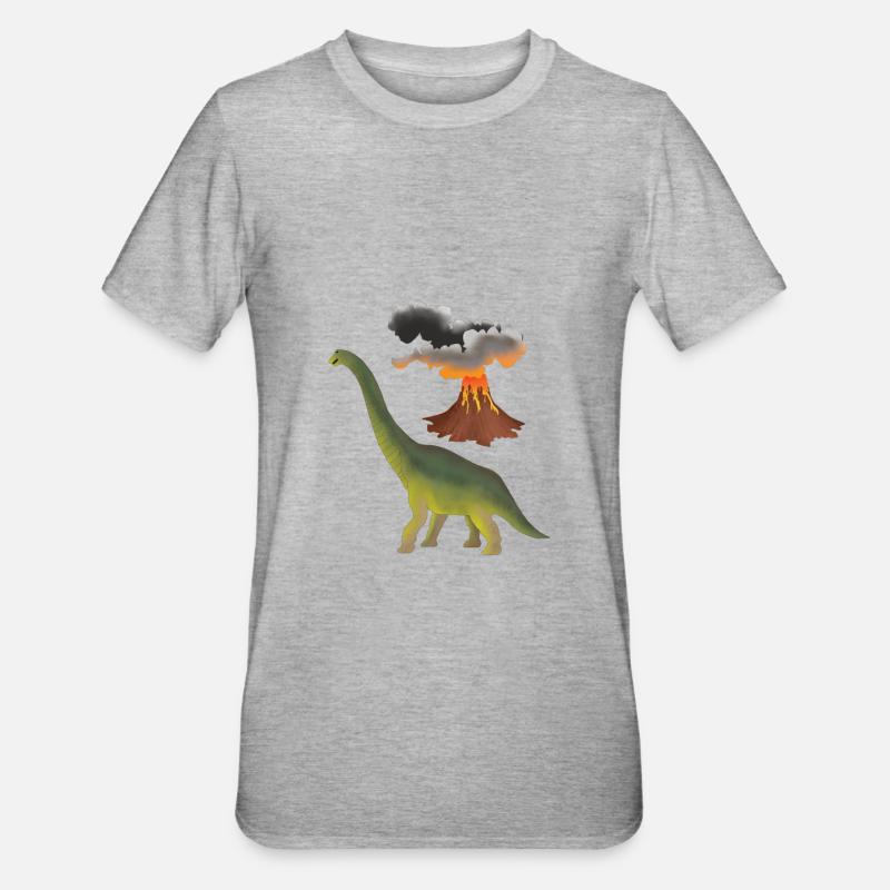 Dino et vulcain - T-shirt polycoton Unisexe - gris chiné