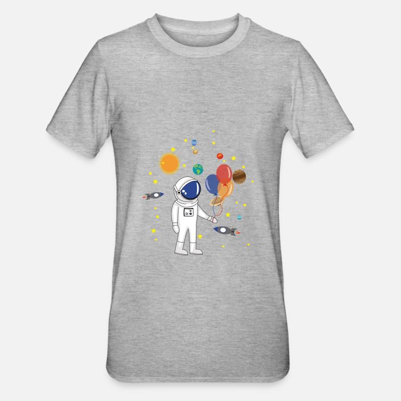 Astronaute et espace - T-shirt polycoton Unisexe - gris chiné