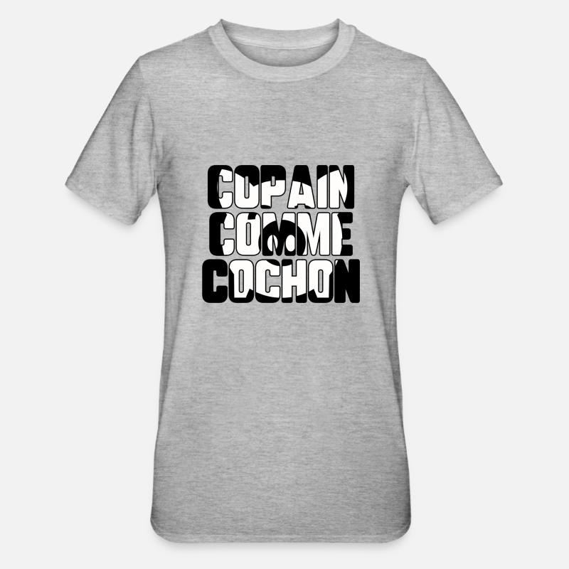 Copain comme cochon - T-shirt polycoton Unisexe - gris chiné
