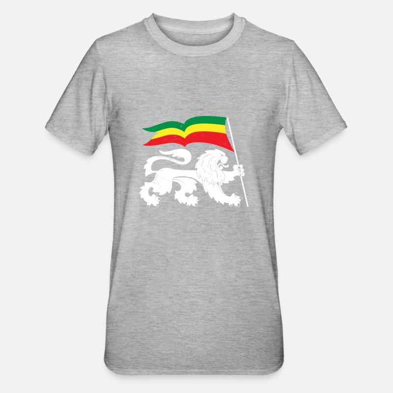 Drapeau Reggaeton Rasta Reggae Lion - T-shirt polycoton Unisexe - gris chiné