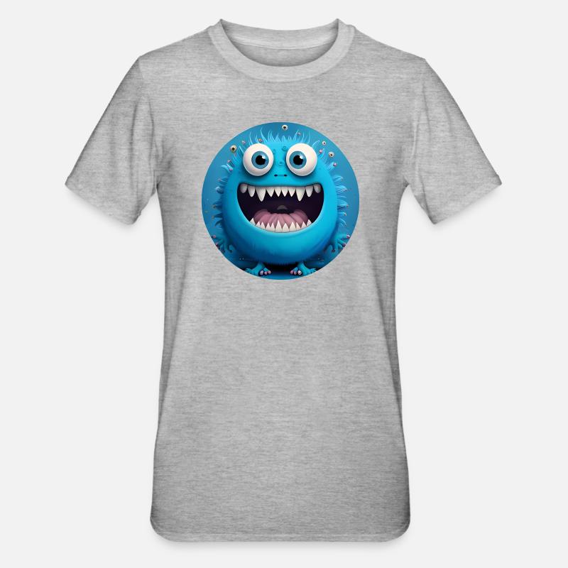 Süßes Monster - Unisex Polycotton T-Shirt - Grau meliert