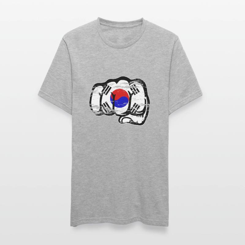 Drapeau de la Corée du Sud Main Poing Utilisé T-shirt polycoton Unisexe