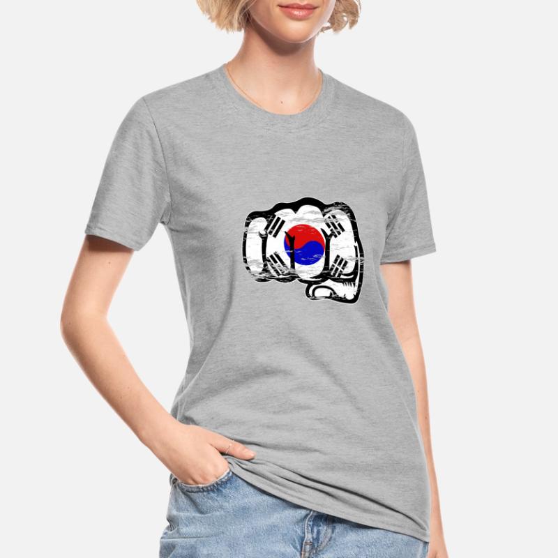 Drapeau de la Corée du Sud Main Poing Utilisé T-shirt polycoton Unisexe