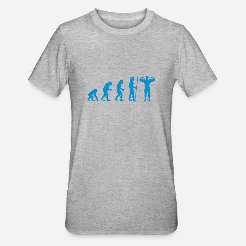 evolution_bodybuilding2 - T-shirt polycoton Unisexe - gris chiné