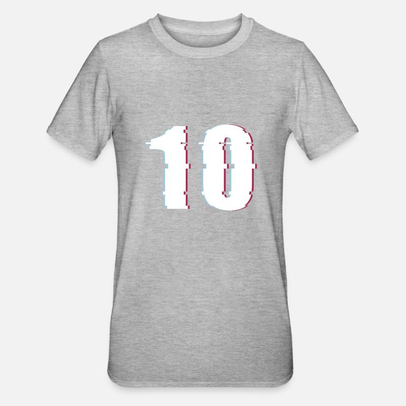 10 Ten Number Effect Distorted Number - Unisex Polycotton T-Shirt - heather grey