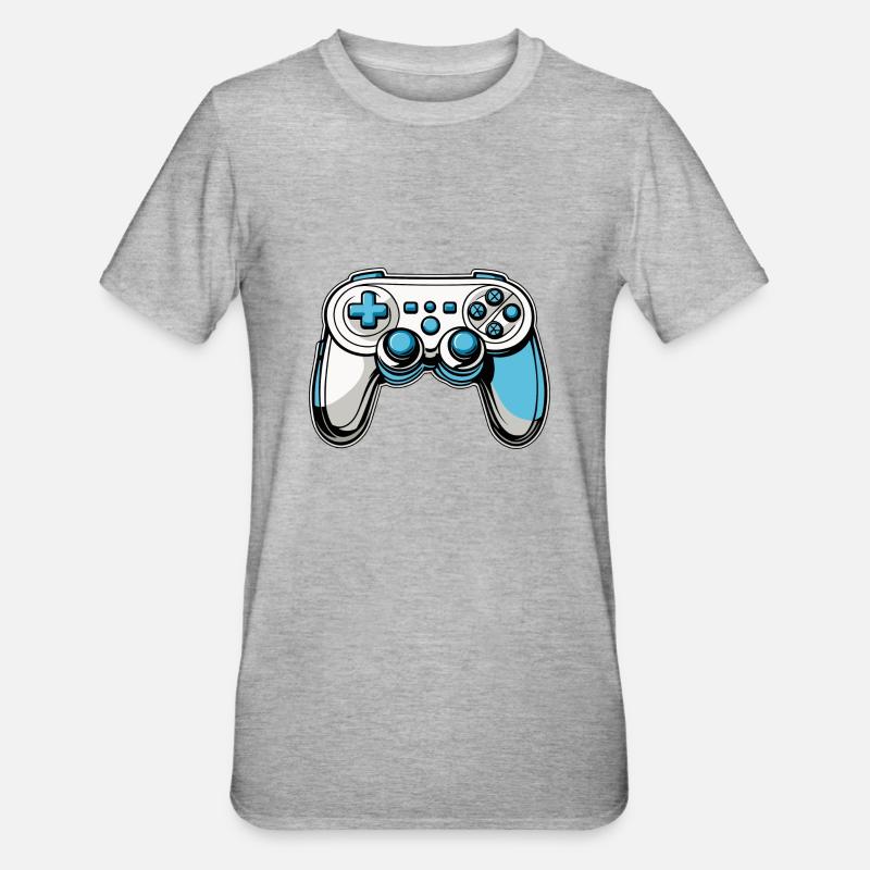 Controller Blue Illustration - Unisex Polycotton T-Shirt - heather grey