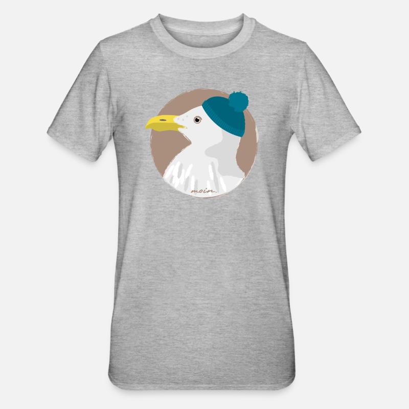 Möwe blaue Mütze | moin - Unisex Polycotton T-Shirt - Grau meliert
