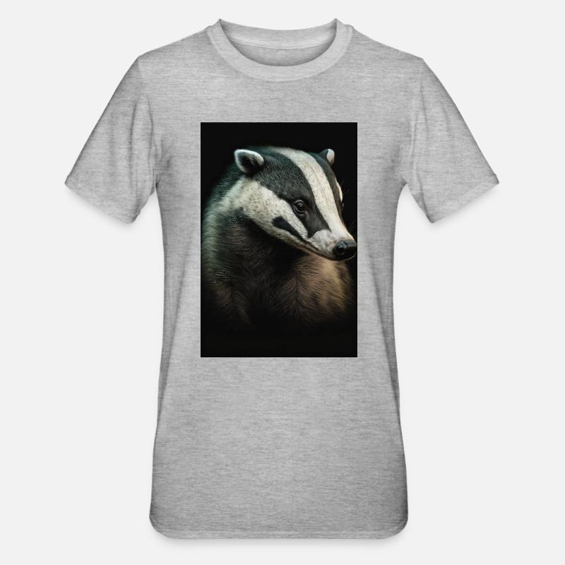 Dachs tier realistisch - Unisex Polycotton T-Shirt - Grau meliert