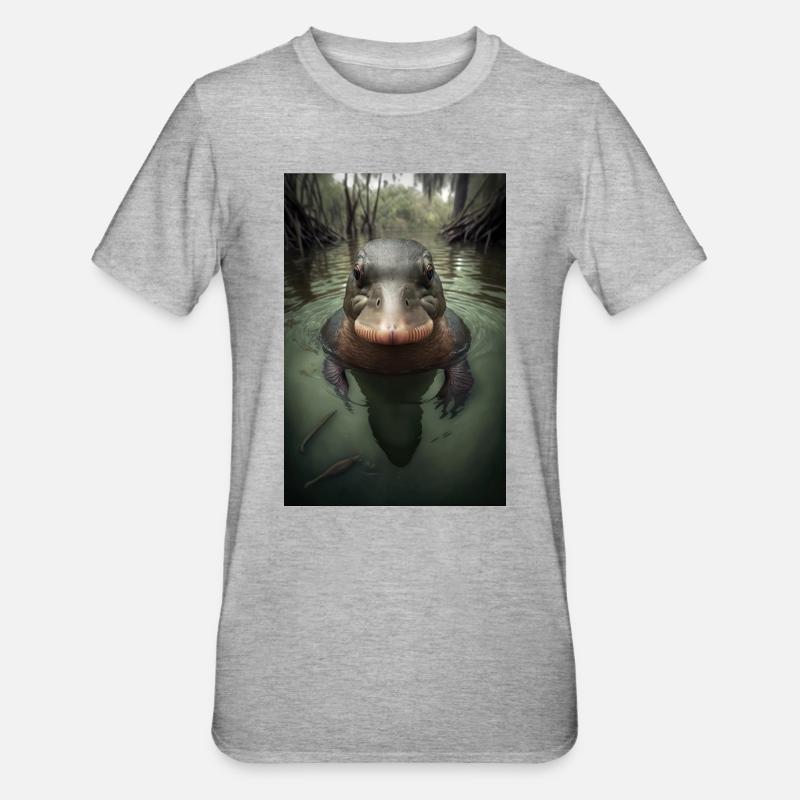 Schnabeltier platypus - Unisex Polycotton T-Shirt - Grau meliert