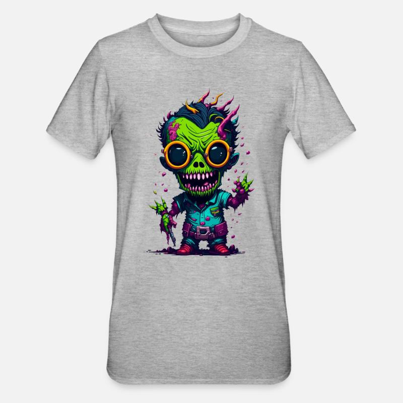 Bunter cooler Zombie - Unisex Polycotton T-Shirt - Grau meliert
