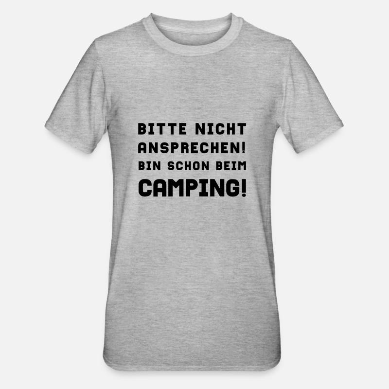 bitte nicht ansprechen camping - Unisex Polycotton T-Shirt - Grau meliert