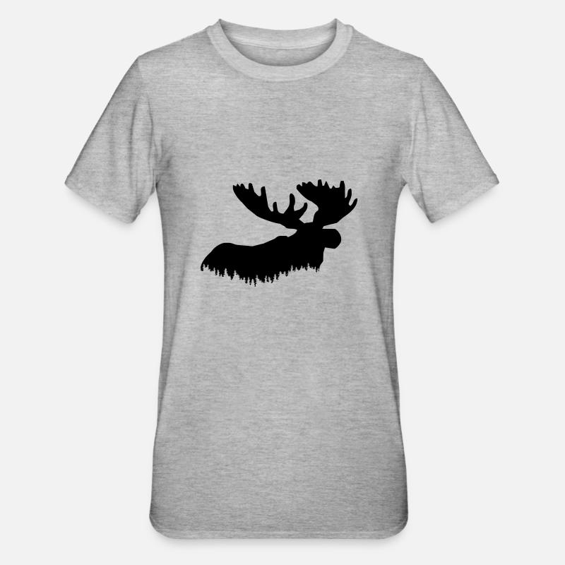Elch - Unisex Polycotton T-Shirt - Grau meliert