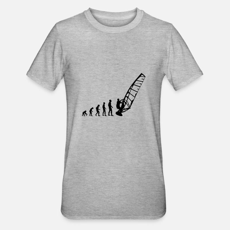 Windsurfer Surfing Windsurfing Windsurfing Evolution - Unisex Polycotton T-Shirt - heather grey