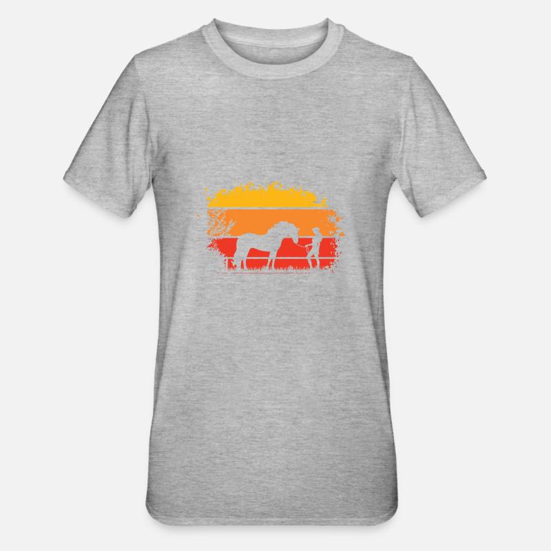 Frau mit Pferd - Unisex Polycotton T-Shirt - Grau meliert