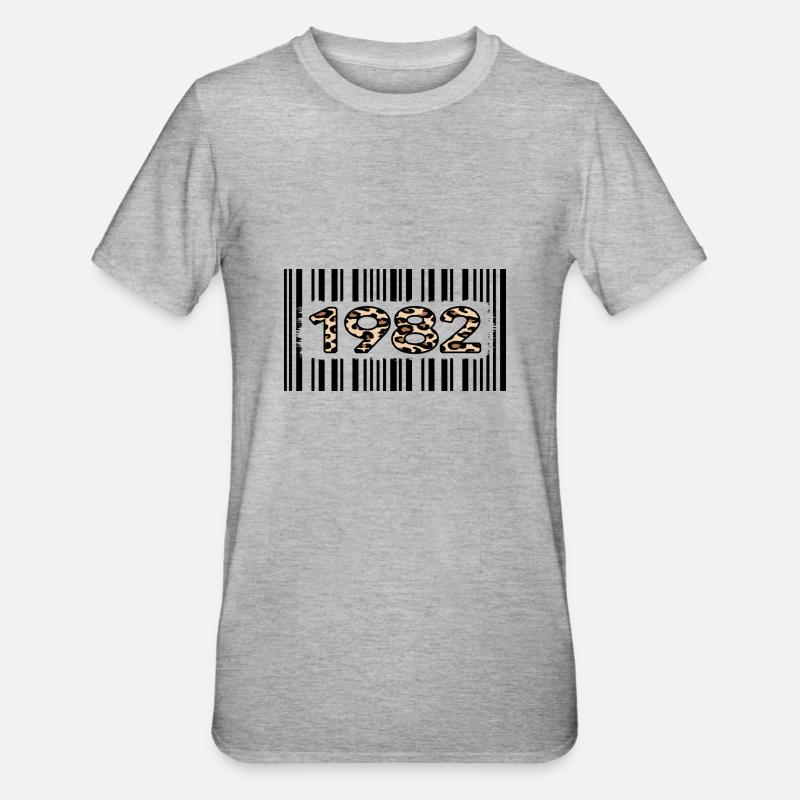 1982 anniversaire anniversaire léopard limité - T-shirt polycoton Unisexe - gris chiné