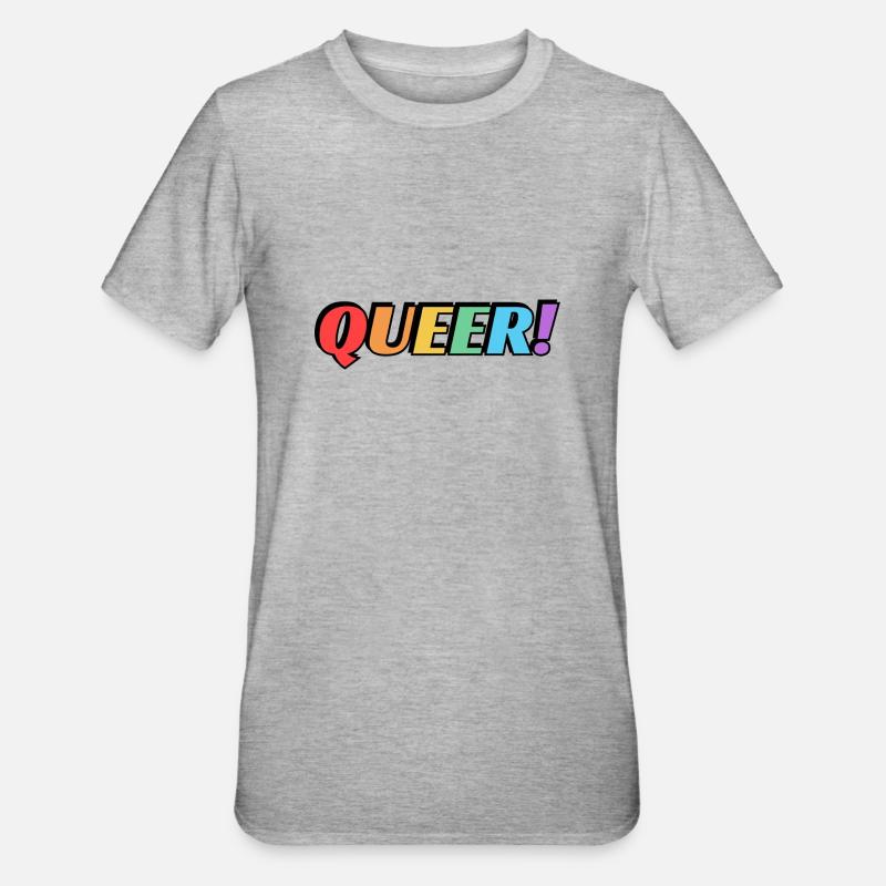 Texte arc-en-ciel queer - T-shirt polycoton Unisexe - gris chiné