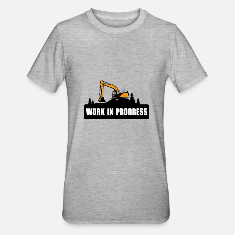 Bagger Baggerfahrer Baggerführer Baustelle - Unisex Polycotton T-Shirt - Grau meliert