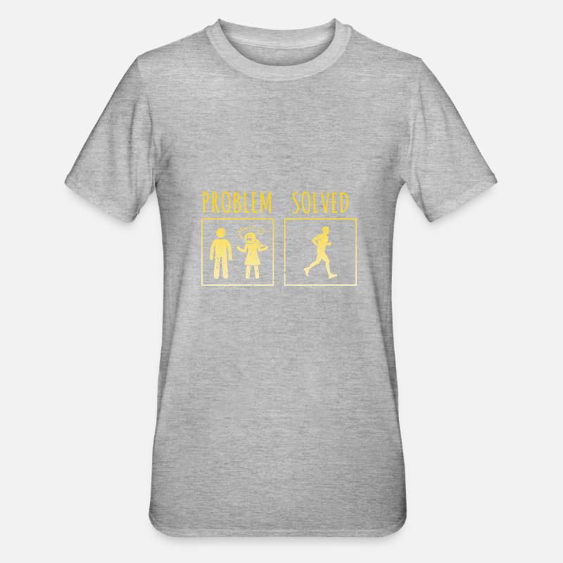 PROBLEM SOLVED Awesome Funny Running Designs - Unisex Polycotton T-Shirt - heather grey