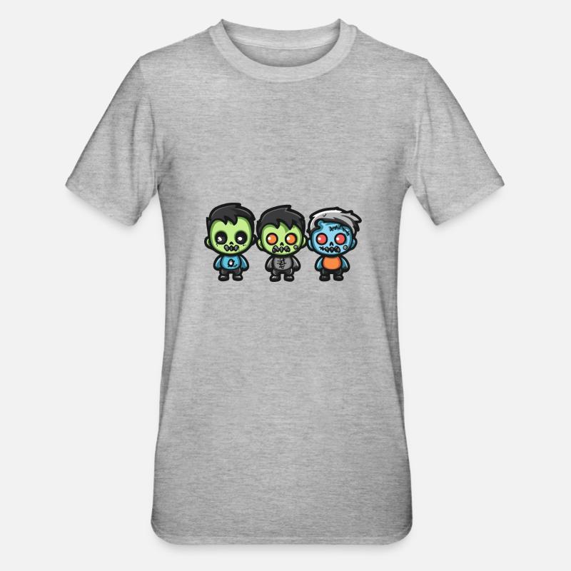 Zombies Halloween Cute Comic - Unisex Polycotton T-Shirt - heather grey