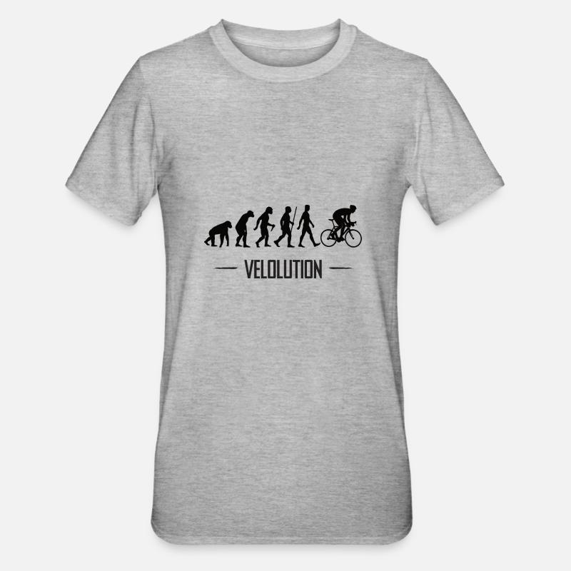 Velolution Radfahrer Evolution Fahrrad - Unisex Polycotton T-Shirt - Grau meliert