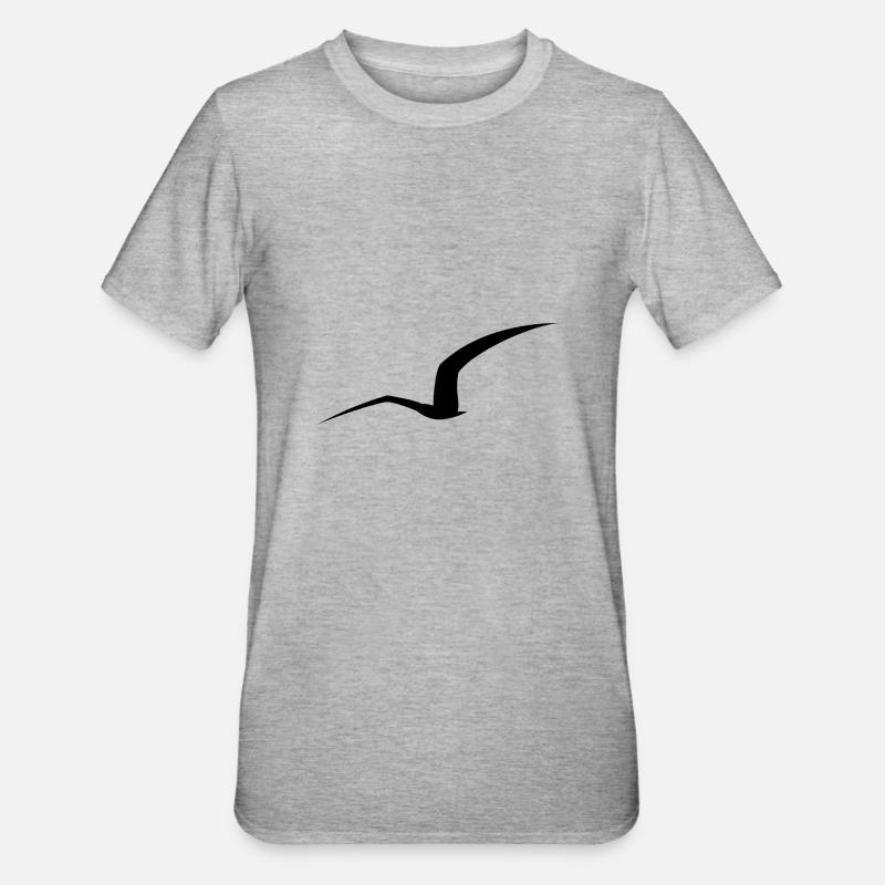 Möwe Silhouette - Unisex Polycotton T-Shirt - Grau meliert