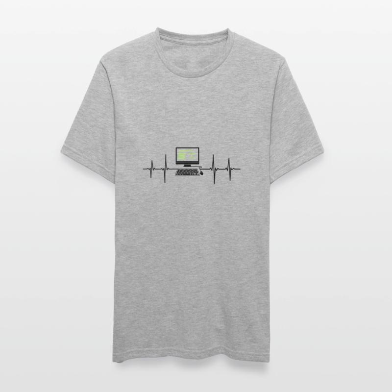 Computer EKG Herzschlag Programmierer PC Nerd Unisex Polycotton T-Shirt